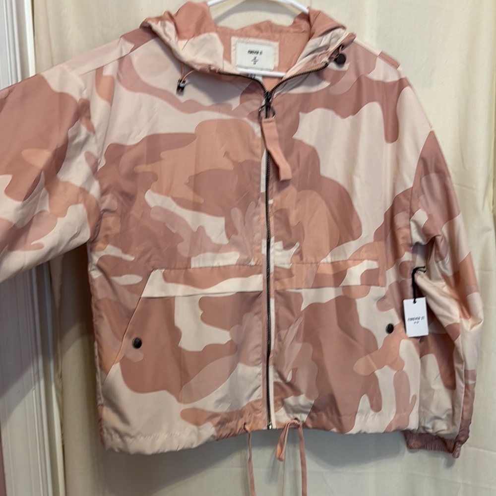 Forever 21 Blush Camouflage Zip-Up Jacket